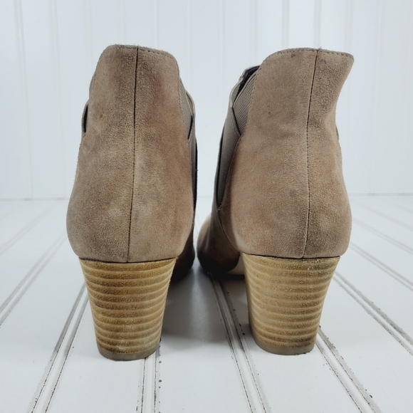 Sole Society Brown Taupe Suede Almond Toe Block Heel Ankle Boots i259 - Picture 6 of 14